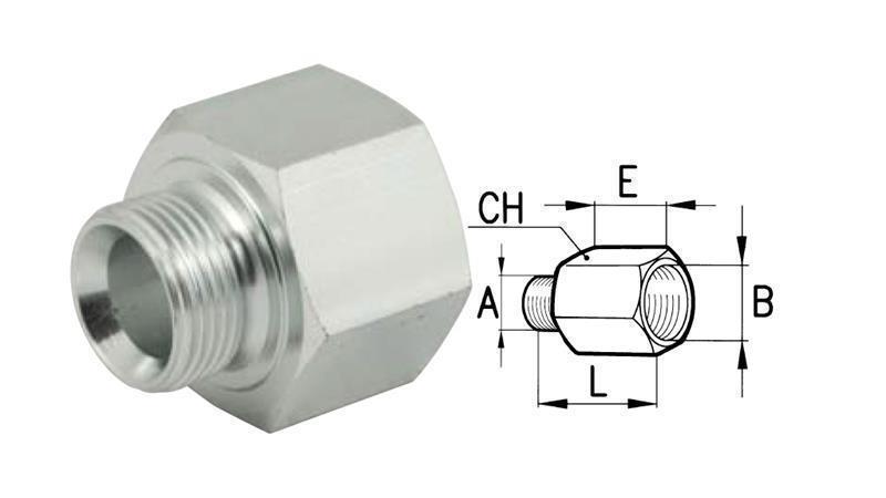 ADAPTADOR HIDRÁULICO MACHO-FÊMEA 1/2''-22x1.5