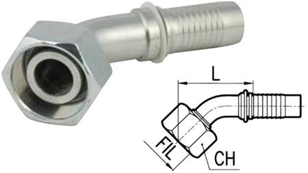 CONEXÃO HIDRÁULICA DKOS 20 COM CURVA FEMEA 45* DN16-M30x2