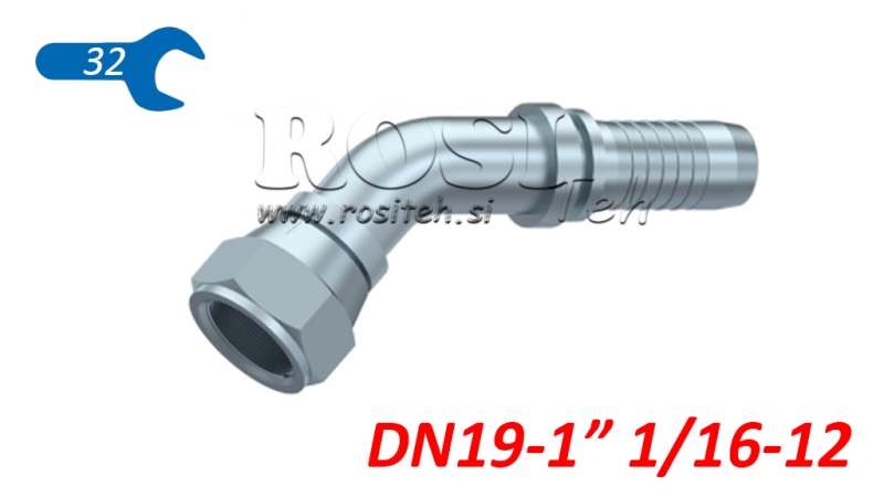 ΥΔΡΑΥΛΙΚΟΣ ΣΥΝΔΕΣΜΟΣ DKJ JIC74° ΘΗΛΥΚΟΣ ΓΩΝΙΑΣ 45° DN19-1 1/16-12