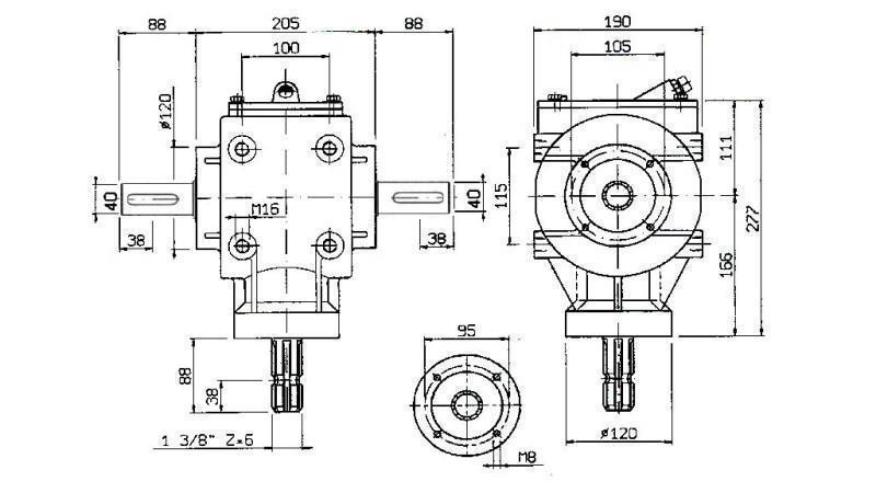 VINKELVÄXEL PTO-R11S 1:2 (48HP-35kW)