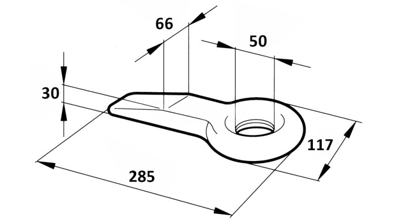 ŤAŽNÉ OKO PEVNÉ FI50 66x30 L285 - 14000KG/2000KG