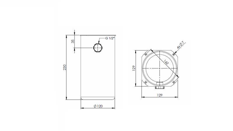 METAL RESERVOIR ROLL PP 2 LITER - dimensioner