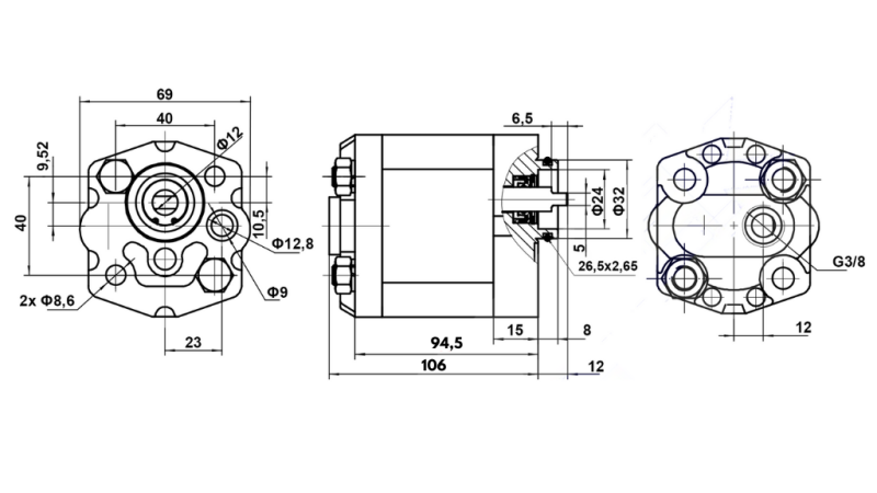 HIDRAVLIČNA ČRPALKA 10C8,0x302 8,0 CC DESNA