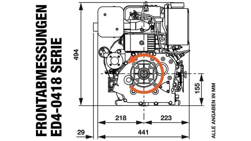 diesel engine 418cc-7.83kW-10.65HP-3,600 RPM-E-TP26x77-electric start