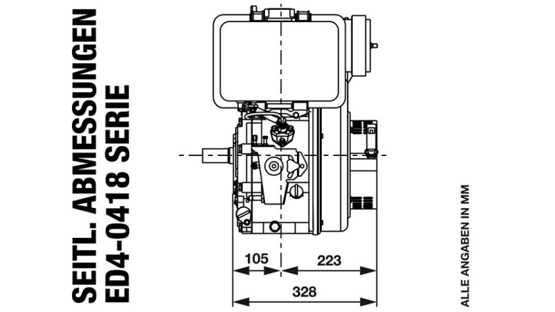 diesel engine 418cc-7.83kW-10.65HP-3,600 RPM-E-KW30x63-electric start