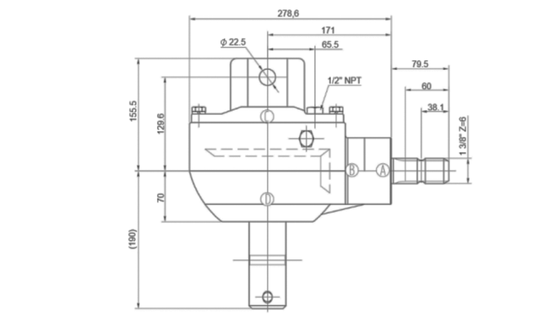 BOÎTE DE VITESSE ANGLE KSR50 3:1 (50HP-36.7KW)