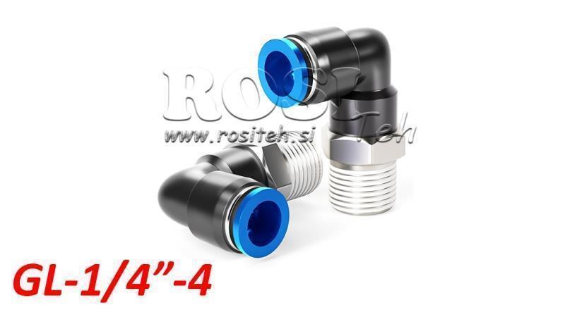 PNEUMATIC PLUG ANGLE CONNECTOR TPA WITH THREAD GL-014-4