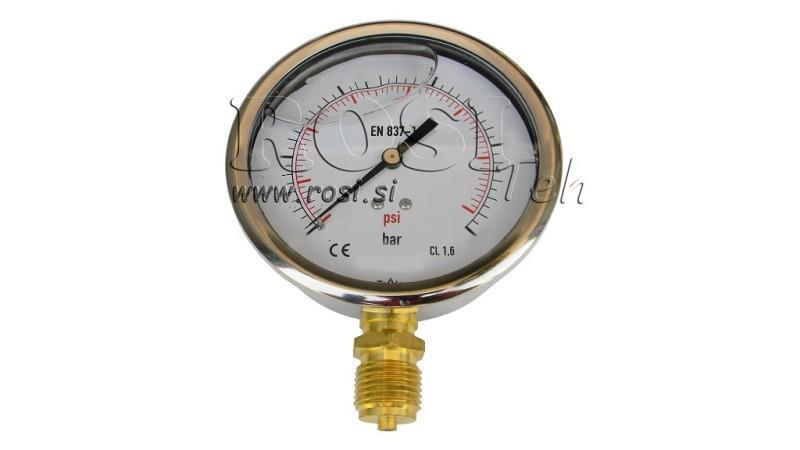 MANOMETER DN100 VERTIKAL 0 - 20 BAR - 1/2