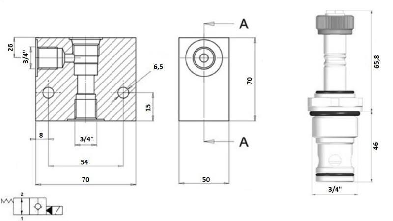 2-VEGS VENTIL 3/4 (NO) 12V - 150lit - diagram