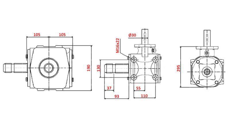 RÉDUCTEUR ANGULAIRE 1:1.56 (56HP-43kW)