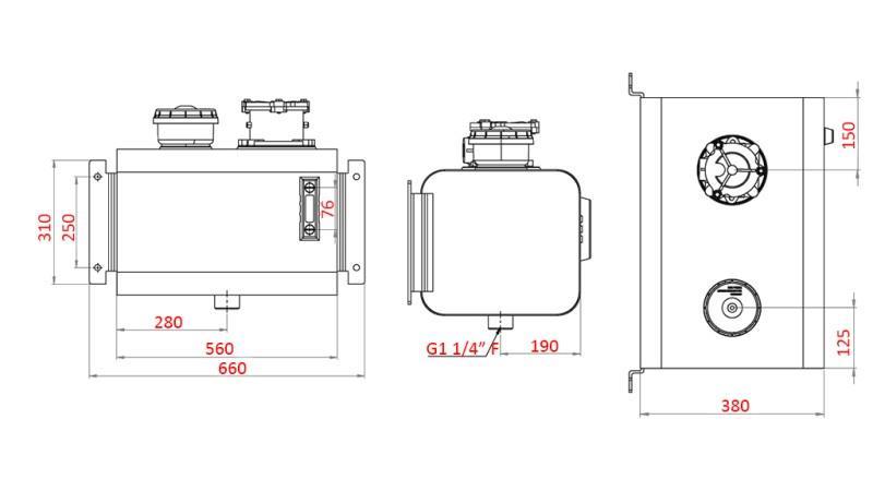 METAL RESERVOIR TOP 60 Lit 310x380x560mm