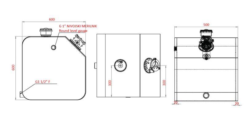 METAL TANK TOP 150 Lit 600x600x500mm