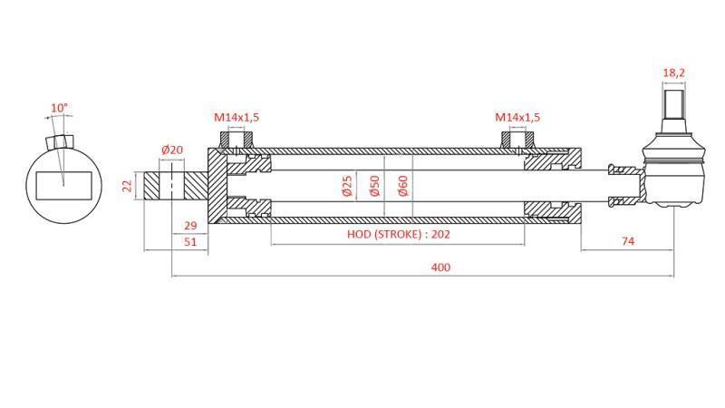 HIDRAULIČNI VOLANSKI CILINDAR FIAT-NEW HOLLAND OEM-5189891