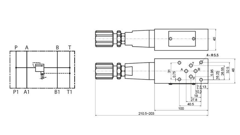 SIKKERHETSVANNE CETOP 3 (P) 15-315 BAR