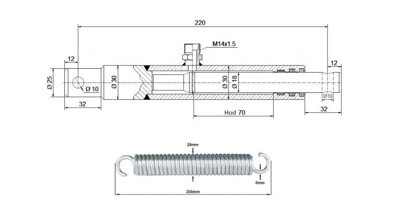 HYDRAULIC CYLINDER FOR OPENING FLAP 30/18-70