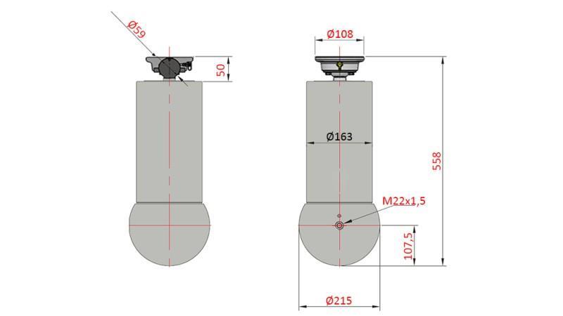 CYLINDRE TÉLESCOPIQUE - MEILLER KIPPER 5 ÉTAPES 175mm - course 15 tonnes 1560mm