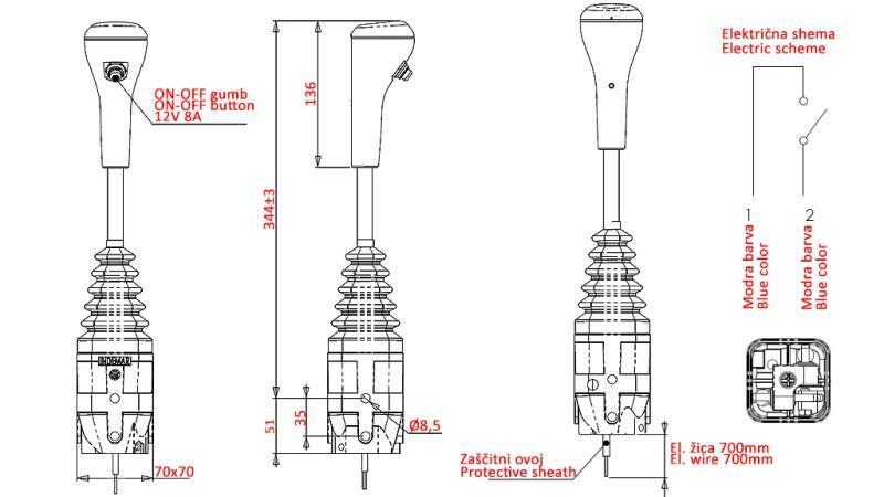 jOYSTICK INDEMAR ZA PLETENICO VILICE - 1x TIPKA