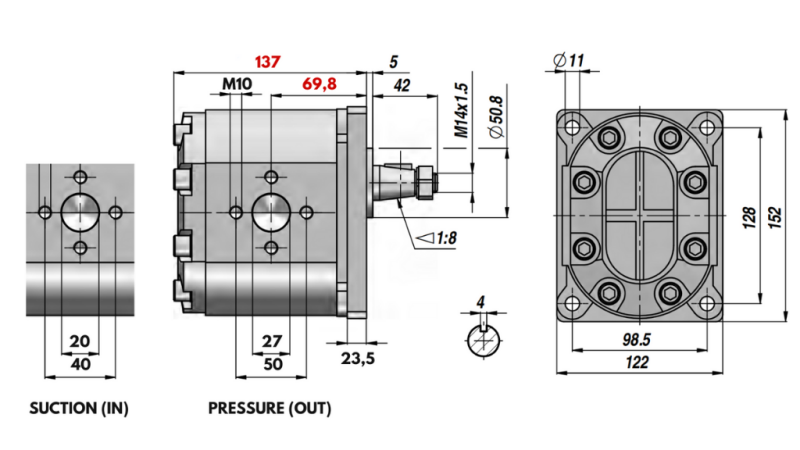 HYDRAULIK PUMPE GR.3 34 CC LINKS - FLANSCH