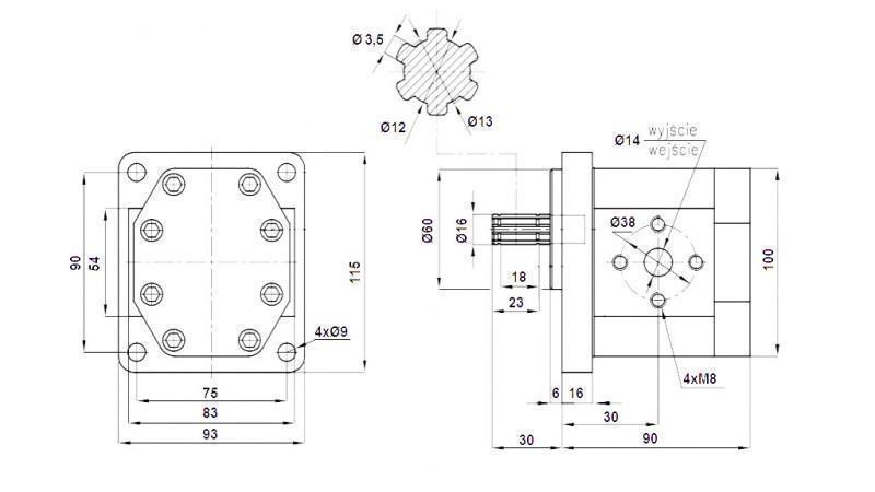 POMPA IDRAULICA NSZ 10 - 6 DENTI 10 CC DESTRA