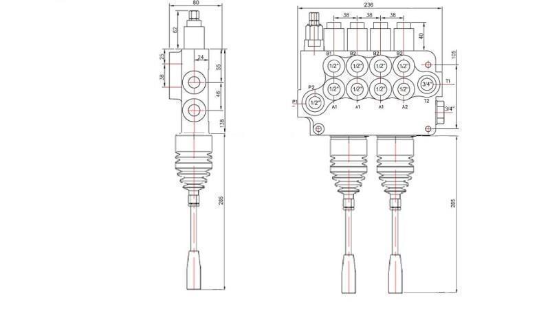 HIDRAULIKUS VEZÉRLŐTÖMB 4xZ80 + 2x JOYSTIC