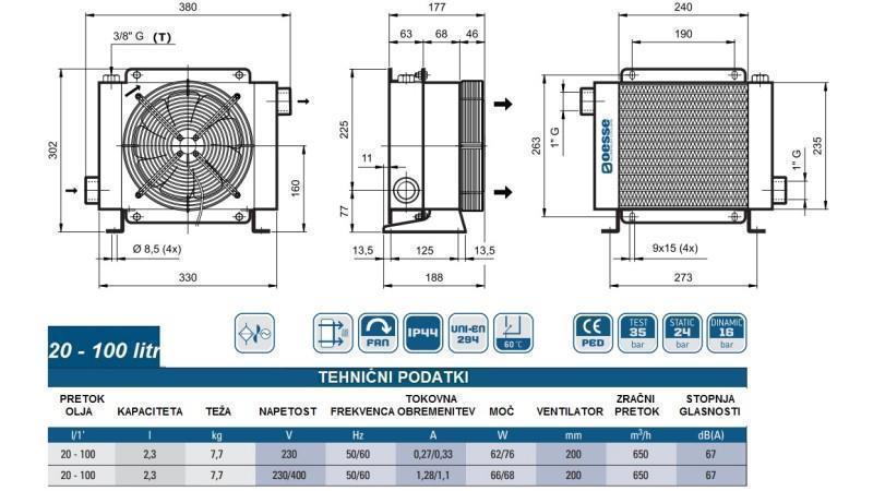 REFROIDISSEUR D'HUILE AC 230V HY01801 20-100 LIT