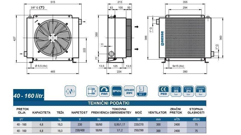 OLEJOVÝ CHLADIČ AC 230V HY03801 40-160 LIT