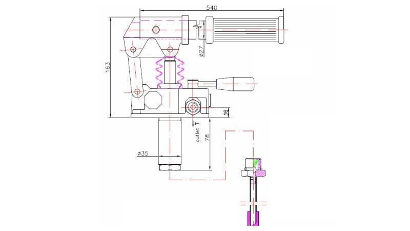 RUČNA PUMPA 45CC -DD- DVOJNA SMJERA - dimenzije