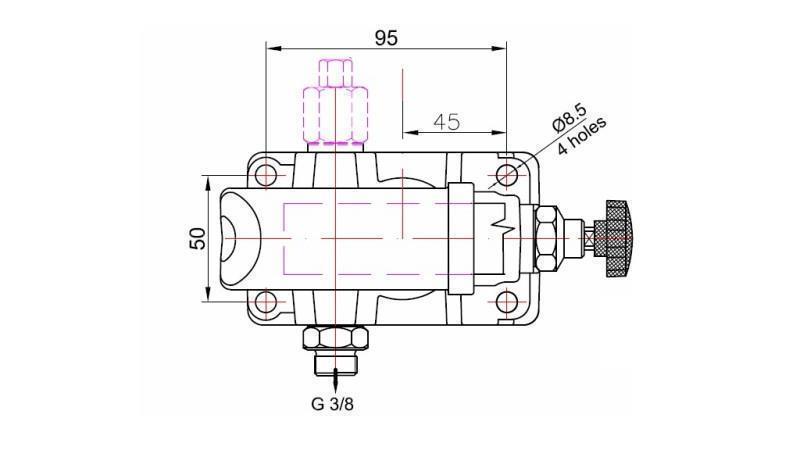 BOMBA MANUAL 45CC -SD- DIREÇÃO ÚNICA - dimensões