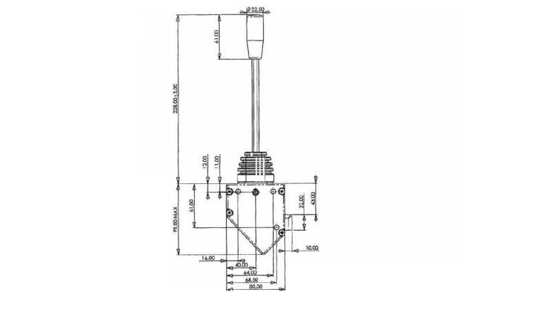 JOYSTICK 1 POSITION TIL BRAID MORSE-dimensioner