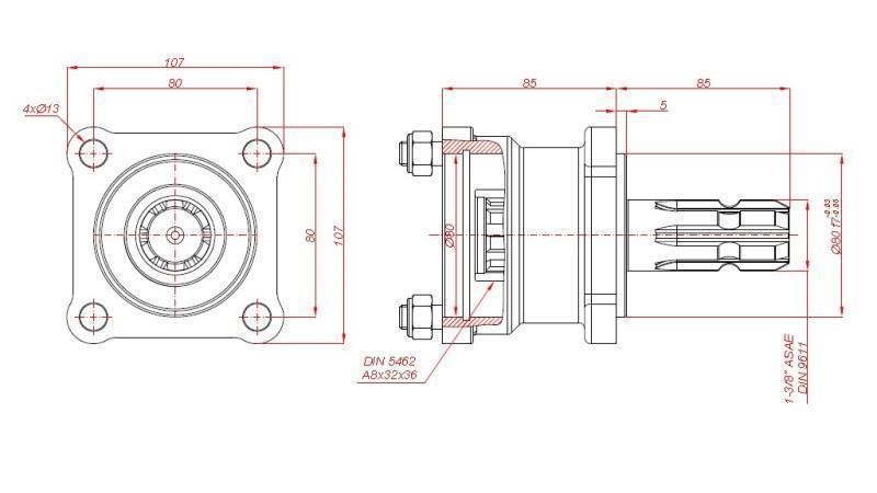 CARDAN ATTACHMENT FOR PISTON PUMP TRUCK/PTO