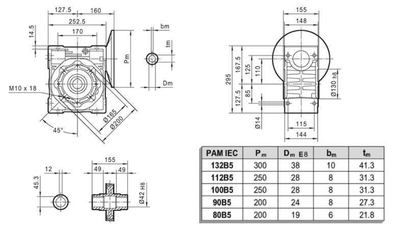 RÉDUCTEUR PMRV-110 POUR MOTEUR ÉLECTRIQUE MS132 (5.5-7.5kW) RAPPORT 10:1