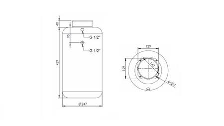 METAL RESERVOIR ROLL PP 20 LITERS HORIZONTAL-VERTICAL - dimensions