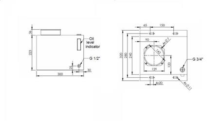 METAL RESERVOIR BOX PP 15 LITER HORIZONTAL-VERTICAL-dimensions