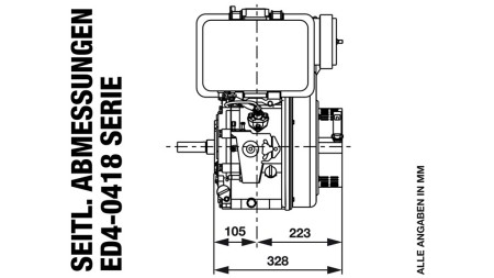 diesel engine 418cc-7.83kW-10.65HP-3,600 RPM-E-TP26x77-electric start