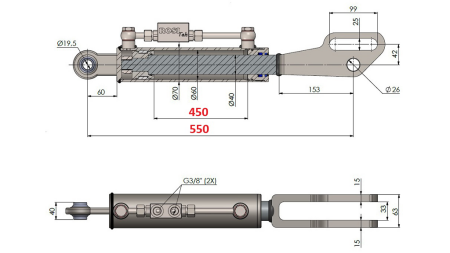 2TON. HYDRAULIC TOP LINK POINT 60/40-100 (450MM-550MM)