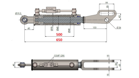 2TON. HYDRAULINEN TYÖNTÖVARSI POINT 60/40-150 (500MM-650MM)