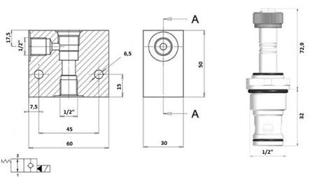 2-WEGE-VENTIL 1/2 (NO) 12V - 60lit - Diagramm