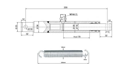 HYDRAULIC CYLINDER FOR OPENING FLAP 30/18-70