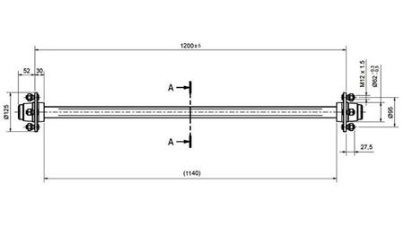 AKSEL FOR HENGER 950 KG UTEN BREMS (1200 MM)