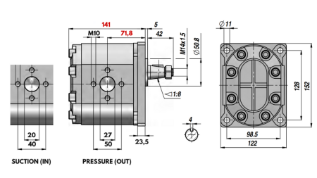 HYDRAULIK PUMPE GR.3 39 CC LINKS - FLANSCH