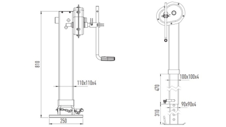 GEWINDE STØTTEBEN 400mm - 10.000kg