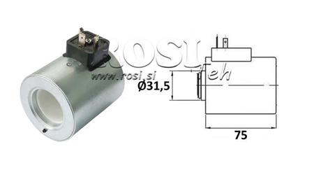 ELEKTROMAGNETNA COIL 12V DC ZA CETOP 5 VENTIL - fi 31.4mm-75mm 37W