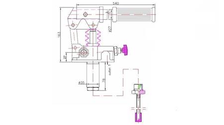 BOMBA MANUAL 25CC -SD- DIREÇÃO ÚNICA - dimensões