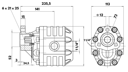 HIDRAVLIČNA LITOŽELEZNA ČRPALKA UNI40-151cc-190 bar LEVA