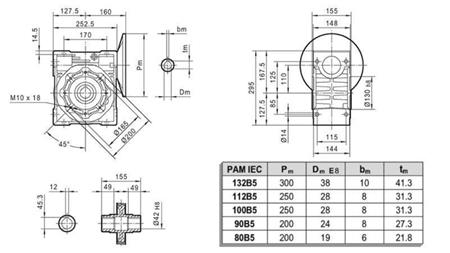 RÉDUCTEUR PMRV-110 POUR MOTEUR ÉLECTRIQUE MS132 (5.5-7.5kW) RAPPORT 10:1