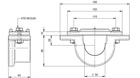 SUPPORT POUR CYLINDRE TÉLESCOPIQUE FI55-A