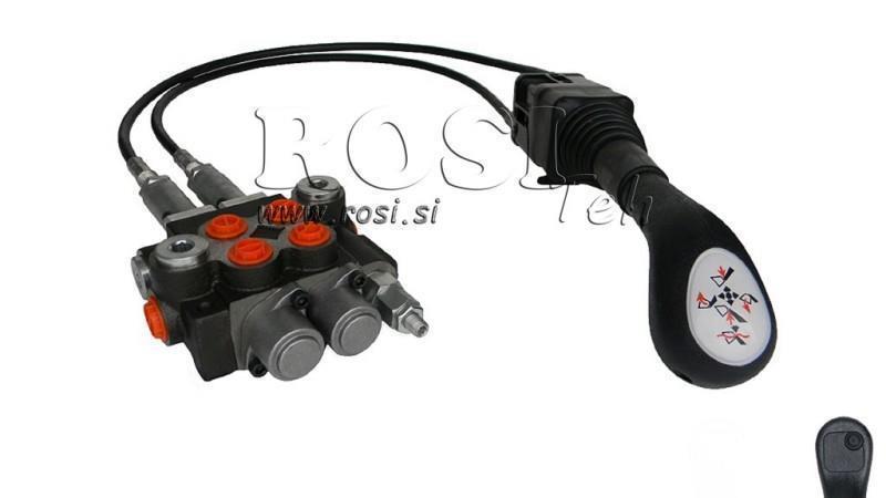 JOYSTICK 1x BUTTON WITH PULLEY 2 m AND HYDRAULIC VALVE 2xP40 l.